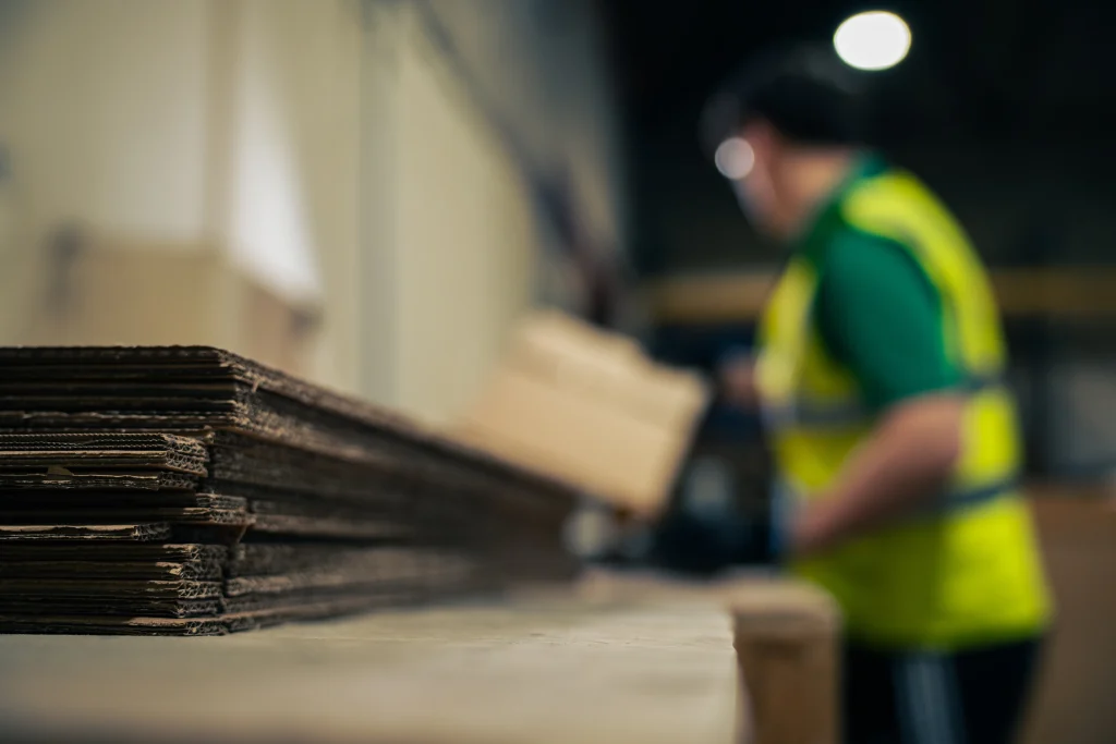Stacked cardboard boxes